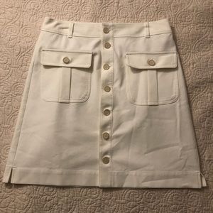 LOFT White Button Front Skirt, Size 12